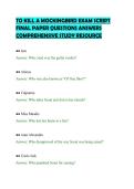 TO KILL A MOCKINGBIRD EXAM SCRIPT&NewLine;FINAL PAPER QUESTIONS ANSWERS&NewLine;COMPREHENSIVE STUDY RESOURCE