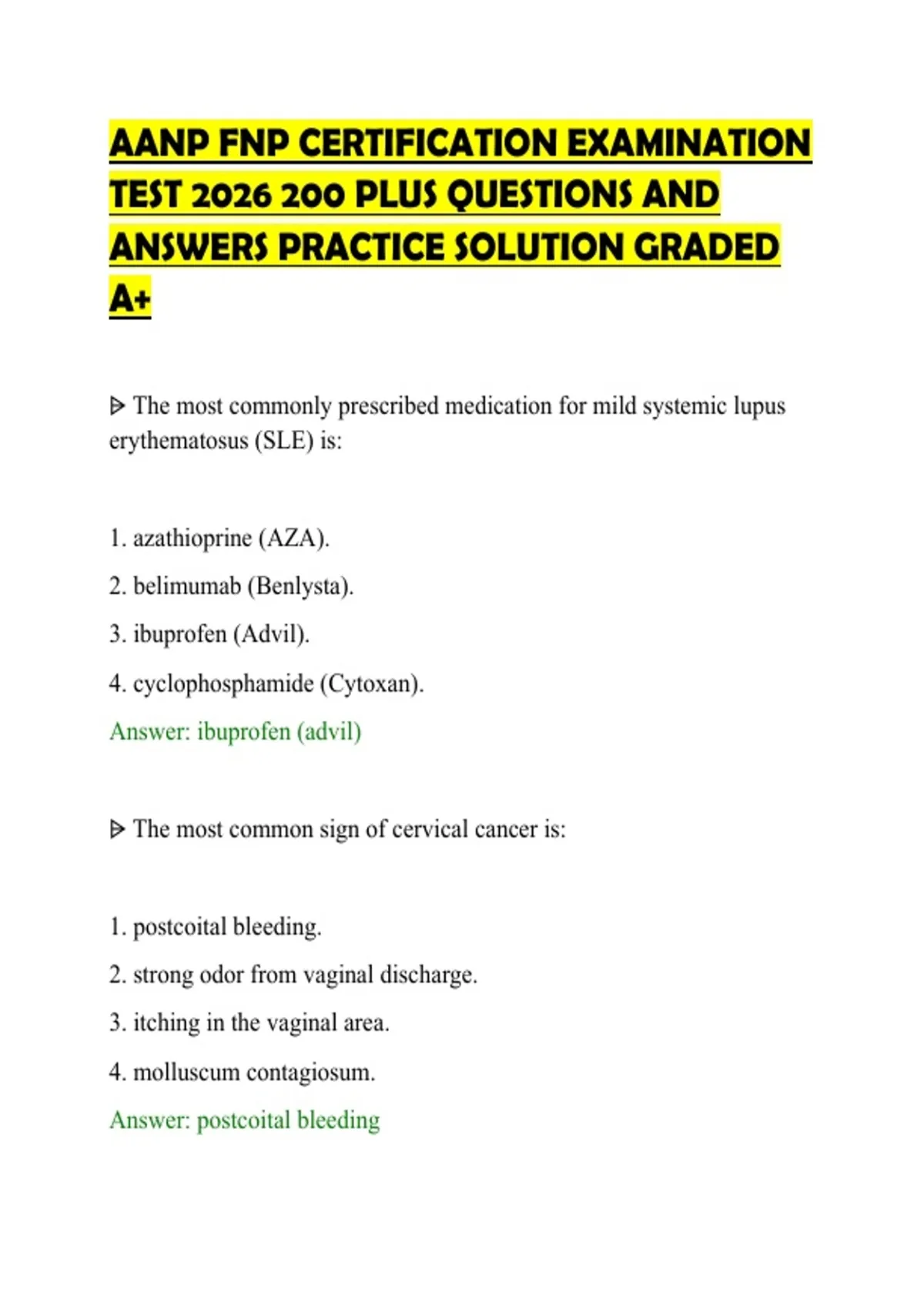 AANP FNP CERTIFICATION EXAMINATION TEST 2026 200 PLUS QUESTIONS AND ...