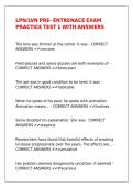 LPN&sol;LVN PRE- ENTRENACE EXAM PRACTICE TEST 1 WITH ANSWERS