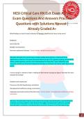 HESI Critical Care RN Exit Exam Actual &NewLine;Exam Questions And Answers Practice &NewLine;Questions with Solutions Newest &vert; &NewLine;Already Graded A&plus; 