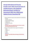 Georgia Manufactured Housing&NewLine;Installer Exam With Actual Questions &&NewLine;Verified Answers&comma; Plus Explained&NewLine;Rationales&sol;Expert Verified For&NewLine;Guaranteed 100&percnt; Pass 2026&sol;Latest&NewLine;Update&sol;Instant Download Pdf&NewLine;