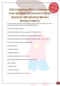HESI Critical Care RN Exit Exam Actual &NewLine;Exam Questions And Answers Practice &NewLine;Questions with Solutions Newest &vert; &NewLine;Already Graded A&plus; 