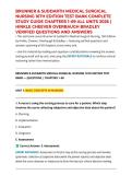 BRUNNER & SUDDARTH MEDICAL SURGICAL NURSING 16TH EDITION TEST BANK COMPLETE STUDY GUIDE CHAPTERS 1&ndash;69 ALL UNITS 2026 &vert; HINKLE CHEEVER OVERBAUGH BRADLEY VERIFIED QUESTIONS AND ANSWERS