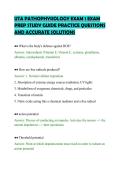 UTA PATHOPHYSIOLOGY EXAM 1 EXAM&NewLine;PREP STUDY GUIDE PRACTICE QUESTIONS&NewLine;AND ACCURATE SOLUTIONS