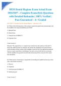 HESI Dental Hygiene Exam Actual Exam 2026&sol;2027 &ndash; Complete Exam-Style Questions with Detailed Rationales &vert; 100&percnt; Verified &vert; Pass Guaranteed &ndash; A&plus; Graded&NewLine;&NewLine;