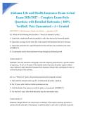 Alabama Life and Health Insurance Exam Actual Exam 2026&sol;2027 &ndash; Complete Exam-Style Questions with Detailed Rationales &vert; 100&percnt; Verified &vert; Pass Guaranteed &ndash; A&plus; Graded&NewLine;&NewLine;