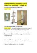 Mammography Equipment Exam Questions & Answers &lpar;Grade A&plus;&rpar;&period;docx&NewLine;&NewLine;