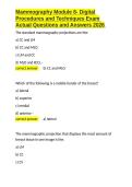 Mammography Module 8- Digital Procedures and Techniques Exam Actual Questions and Answers 2026&period;docx&NewLine;&NewLine;
