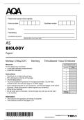 AQA AS Biology Paper 1 2025 &vert; Exam & Mark Scheme&NewLine;&NewLine;
