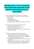 ABC Wastewater Level 3 Certification &NewLine;Exam Study Guide &lpar;Frequently Tested &NewLine;Questions with Verified Answers&rpar; &vert; &NewLine;Latest Edition 