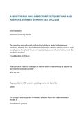 &NewLine;ASBESTOS BUILDING INSPECTOR TEST QUESTIONS AND ANSWERS VERIFIED GUARANTEED SUCCESS&NewLine;