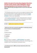 Medical Surgical Nursing Neurological Disorders Practice Exam Study Guide 2026&sol;2027 &vert; Neuro Nursing Questions and Answers Review PDF