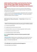 D523 Healthcare Policy and Economics Practice Exam Study Guide 2026 &vert; Nursing Healthcare Systems and Policy Exam Questions and Answers PDF