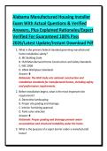 Alabama Manufactured Housing Installer&NewLine;Exam With Actual Questions & Verified&NewLine;Answers&comma; Plus Explained Rationales&sol;Expert&NewLine;Verified For Guaranteed 100&percnt; Pass&NewLine;2026&sol;Latest Update&sol;Instant Download Pdf