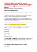Medical Surgical Nursing Cardiovascular Disorders Practice Exam Study Guide 2026&sol;2027 &vert; Cardiac Nursing Questions and Answers PDF Review