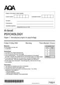 AQA A LEVEL MAY JUNE 2025 PSYCHOLOGY PAPER 1 QUESTION PAPER