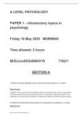 AQA A LEVEL MAY JUNE 2025 PSYCHOLOGY PAPER 1 MODIFIED PAPER