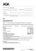 AQA AS LEVEL MAY JUNE 2025 GEOGRAPHY AS LEVEL PAPER 2 QUESTION PAPER