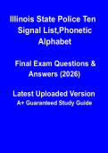 Illinois State Police Ten Signal List & Phonetic Alphabet Guide &vert; Radio Codes Reference PDF