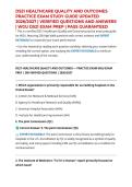 D521 HEALTHCARE QUALITY AND OUTCOMES PRACTICE EXAM STUDY GUIDE UPDATED 2026&sol;2027 &vert; VERIFIED QUESTIONS AND ANSWERS &vert; WGU D521 EXAM PREP &vert; PASS GUARANTEED