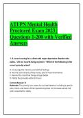 ATI PN Mental Health Proctored Exam 2023 &vert; Questions 1-100 with Verified Answers