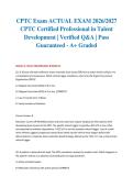 CPTC Exam ACTUAL EXAM 2026&sol;2027 &vert; CPTC Certified Professional in Talent Development &vert; Verified Q&A &vert; Pass Guaranteed - A&plus; Graded