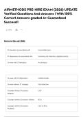 AIRMETHODS PRE-HIRE EXAM &lpar;2026&rpar; UPDATE Verified Questions And Answers &vert; With 100&percnt; Correct Answers graded A&plus; Guaranteed Success&excl;&excl;