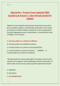 AdjusterPro - Practice Exam &lpar;updated 2026&rpar; &NewLine;Questions & Answers &vert; Latest Already Graded A&plus; &NewLine;UPDATE
