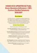 HOAG ECG UPDATED ACTUAL Exam Questions & Answers &vert; 100&percnt; Correct &lpar;Verified Solutions&rpar; 2026&sol;2027&NewLine;&NewLine;Description&NewLine;This HOAG ECG Exam is a specialized 26-question competency test &lpar;2026 updated version&rpar; designed for nurses and technicians to assess their abili