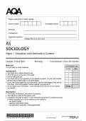 AQA AS LEVEL MAY JUNE 2025 SOCIOLOGY PAPER 1 QUESTION PAPER for exam practice