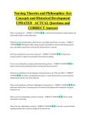 Nursing Theory  Bundled Exam Questions WITH  CORRECT Answers