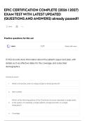 EPIC CERTIFICATION COMPLETE &lpar;2026 &vert; 2027&rpar; EXAM TEST WITH LATEST UPDATED &lpar;QUESTIONS AND ANSWERS&rpar; already passed&excl;&excl;