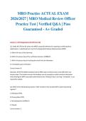 MRO Practice ACTUAL EXAM 2026&sol;2027 &vert; MRO Medical Review Officer Practice Test &vert; Verified Q&A &vert; Pass Guaranteed - A&plus; Graded