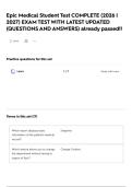 Epic Medical Student Test COMPLETE &lpar;2026 &vert; 2027&rpar; EXAM TEST WITH LATEST UPDATED &lpar;QUESTIONS AND ANSWERS&rpar; already passed&excl;&excl;