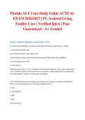 Florida ALF Core Study Guide ACTUAL EXAM 2026&sol;2027 &vert; FL Assisted Living Facility Core &vert; Verified Q&A &vert; Pass Guaranteed - A&plus; Graded