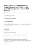 Mental Health ATI &comma; Mental Health ATI Practice Assessment B Exam &vert;&vert; 2026 &lpar;Actual Exam&rpar; Questions with verified Answers