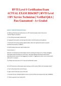 RVTI Level 1 Certification Exam ACTUAL EXAM 2026&sol;2027 &vert; RVTI Level 1 RV Service Technician &vert; Verified Q&A &vert; Pass Guaranteed - A&plus; Graded