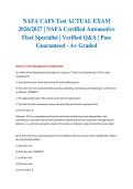NAFA CAFS Test ACTUAL EXAM 2026&sol;2027 &vert; NAFA Certified Automotive Fleet Specialist &vert; Verified Q&A &vert; Pass Guaranteed - A&plus; Graded