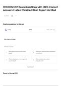 WOODSHOP Exam Questions with 100&percnt; Correct Answers &vert; Latest Version 2026 &vert; Expert Verified