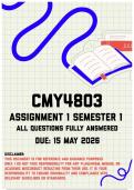CMY4803 Assignment 1 Semester 1 Memo &vert; Due 15 May 2026