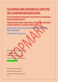 CALIFORNIA DMV MOTORCYCLE WRITTEN &NewLine;TEST EXAMINATION &lpar;2025&sol;2026&rpar; &NewLine;OFFICIAL PREPARATION ASSESSMENT FOR MOTORCYCLE KNOWLEDGE &NewLine;AND SAFE RIDING PRACTICES &NewLine;COVERING TRAFFIC LAWS &bull; ROAD SIGNS &bull; MOTORCYCLE OPERATION &bull; &NewLine;HAZARD AWARENESS &bull; DEFENSIVE RIDING SKI