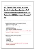 ACI Concrete Field Testing Technician &NewLine;Grade I Practice Exam Questions And &NewLine;Correct Answers &lpar;Verified Answers&rpar; Plus &NewLine;Rationales 2026 Q&A Instant Download &NewLine;Pdf 