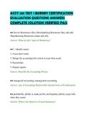 ACCY 201 TEST 1 BURNEY CERTIFICATION&NewLine;EVALUATION QUESTIONS ANSWERS&NewLine;COMPLETE SOLUTION VERIFIED PASS&NewLine;