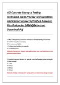ACI Concrete Strength Testing &NewLine;Technician Exam Practice Test Questions &NewLine;And Correct Answers &lpar;Verified Answers&rpar; &NewLine;Plus Rationales 2026 Q&A Instant &NewLine;Download Pdf 