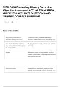WGU D668 Elementary Literacy Curriculum Objective Assessment ACTUAL EXAM STUDY GUIDE 2026 ACCURATE QUESTIONS AND VERIFIED CORRECT SOLUTIONS