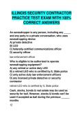 ILLINOIS SECURITY CONTRACTOR &NewLine;PRACTICE TEST EXAM WITH 100&percnt; &NewLine;CORRECT ANSWERS