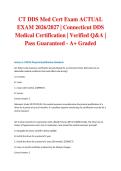 CT DDS Med Cert Exam ACTUAL EXAM 2026&sol;2027 &vert; Connecticut DDS Medical Certification &vert; Verified Q&A &vert; Pass Guaranteed - A&plus; Graded