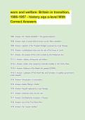 wars and welfare&colon; Britain in transition&comma;&NewLine;1906-1957 - history aqa a-level With&NewLine;Correct Answers