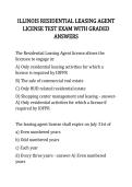 ILLINOIS RESIDENTIAL LEASING AGENT &NewLine;LICENSE TEST EXAM WITH GRADED &NewLine;ANSWERS
