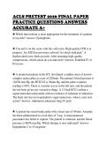 ACLS PRETEST 2026 FINAL PAPER&NewLine;PRACTICE QUESTIONS ANSWERS&NewLine;ACCURATE A&plus;&NewLine;